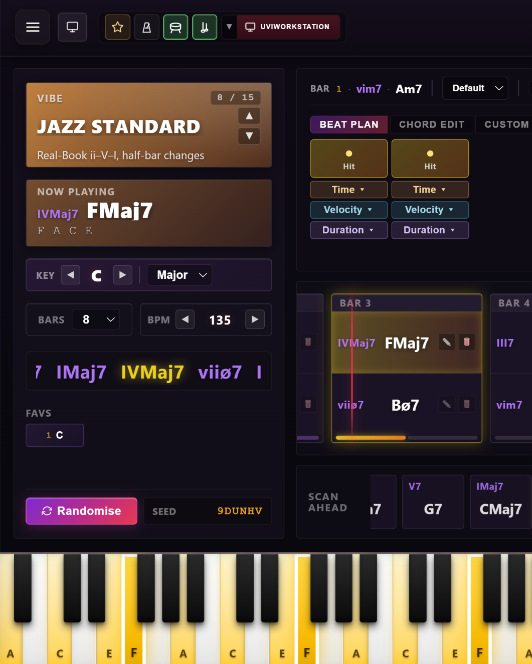 Composition Lab — Jazz Standard II-V-I chord progression editor
